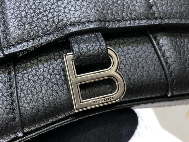 Balenciaga專櫃爆款升級版荔枝紋黑色沙漏包 巴黎世家mini Hourglass沙漏包 fyj1103